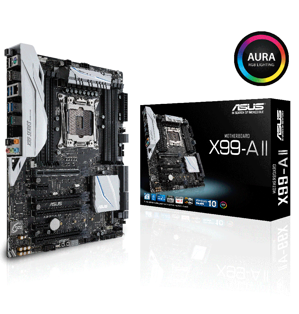 ASUS X99-A II旗艦主機板內建Intel X99晶片組，並相容於LGA 2011-v3插槽的Intel Core i7處理器，可淋漓釋放頂天效能。